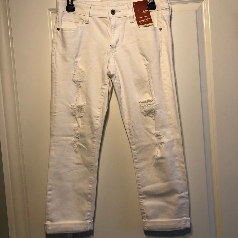 NWT White Arizona Distressed Crop Jeans